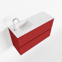 Toiletmeubel Mondiaz Ada | 80 cm | Meubelkleur Fire | Lex wastafel Talc Links | 1 kraangat