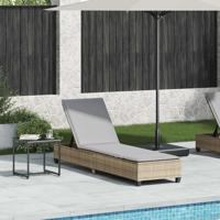 Ligstoel met kussens beige 55x200x25,5cm polyrotan