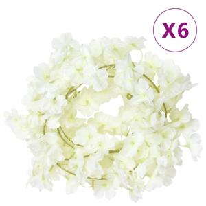 VidaXL Kerstslingers met bloemen 6 st 180 cm wit