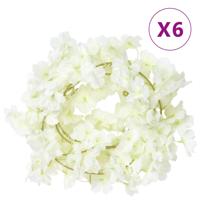 VidaXL Kerstslingers met bloemen 6 st 180 cm wit