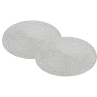 6x Ronde placemats/onderleggers zilver met glitter 38 cm - Placemats - thumbnail