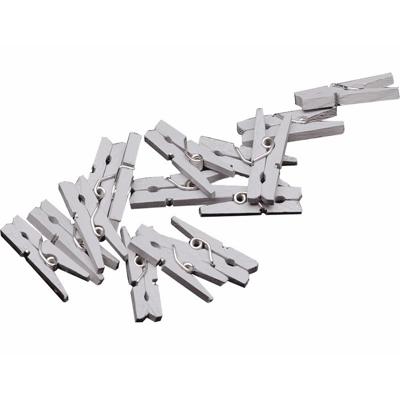 Mini knijpertjes - 80x st - zilver - 2 cm - hout - knijpers - miniknijpers