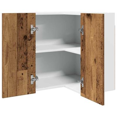 Hanghoekkast 57x57x60 cm bewerkt hout oud houtkleurig