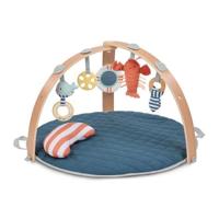 INGENUITY Omkeerbare Baby Speelmat - Marine - Opvouwbaar, Verwijderbare Houten Speelboog, 5 Speeltjes, Spiegel, Kussen