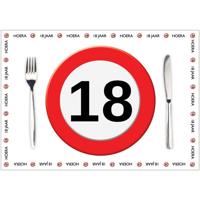 18 jaar verjaardag placemats - Papier - 10x stuks - leeftijd - stopbord thema - 42 x 30 cm