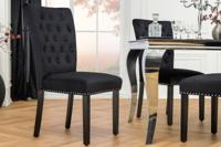 Chesterfield Stoel CASTLE Zwart fluweel rubberhout decoratieve klinknagels - 44590