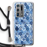 Blauw motief: Huawei P40 Pro Plus Transparant Hoesje met koord