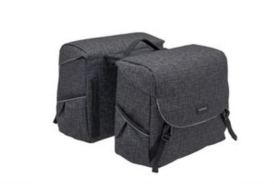 New Mondi joy dubbele fietstas - waterafstotend polyester - racktime systeem - 37x16x32cm - ivy walnut