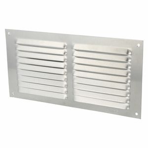 AMIG Ventilatie/muurrooster met gaas - 100 x 200mm - aluminium - zilver - schoepenrooster