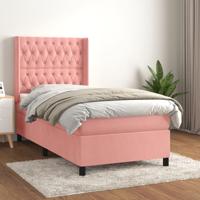 Boxspring met matras fluweel roze 100x200 cm