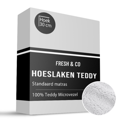 Hoeslaken - Teddy - 80x200cm - Taupe - Fresh And Co - Dekbed-Discounter.nl