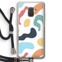Memphis Shapes Blue: Samsung Galaxy A8 (2018) Transparant Hoesje met koord