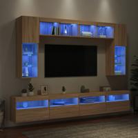 8-delige Tv-wandmeubelset met LED-verlichting sonoma eikenkleur