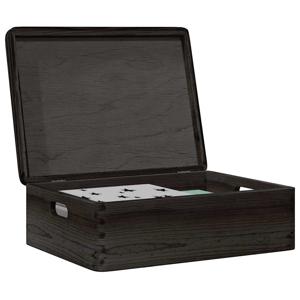 VidaXL Houten kist met deksel&handvatten 40x30x13cm grenenhout zwart