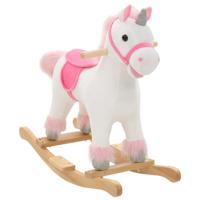 VidaXL Hobbeldier eenhoorn 65x32x58 cm pluche wit en roze VidaXL Hobbeldier eenhoorn 65x32x58 cm pluche wit en roze