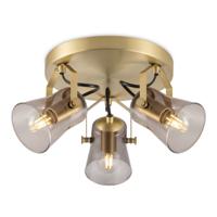Industriële Plafondspots - messing - Met 3 E14 Fitting - Metaal en Glas Spotlights - 23 x 30 x 18.5cm - Voor woonkamer en slaapkamer - Lichtbron niet inbegrepen