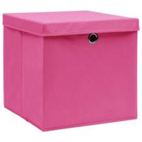 The Living Store opvouwbare opbergboxen - roze - nonwoven - 28x28x28 - set van 4