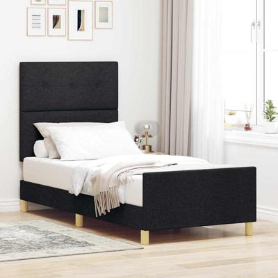 Bedframe met hoofdeinde Zwart 100 x 200 cm Stof
