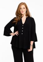Yoek Tuniek met ruches | Zwart | Maat 38/40