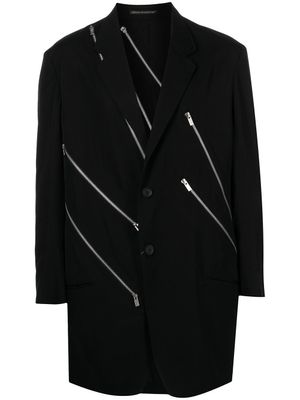 Yohji Yamamoto blazer boutonné à détails de zips - Noir