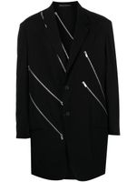 Yohji Yamamoto blazer boutonné à détails de zips - Noir - thumbnail