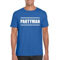 Blauw t-shirt heren met tekst Partyman 2XL  -