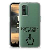 Nokia XR21 Silicone-hoesje Finger Don't Touch My Phone - thumbnail