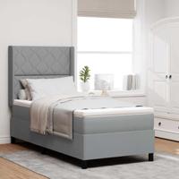 Boxspringbed met matras stof lichtgrijs 100x200 cm
