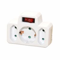 3x Stopcontactadapters/stopcontactsplitters/verdeelstekkers 3 voudig met schakelaar