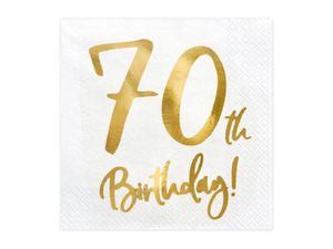 Servetten 70th Birthday Goud - 20 Stuks