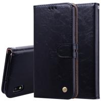 Business Style olie Wax textuur horizontale Flip lederen case voor Galaxy A10 met houder & card slots & portemonnee (zwart)