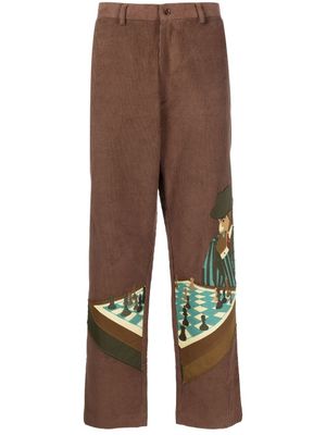 KidSuper pantalon en velours côtelé à design patchwork - Marron