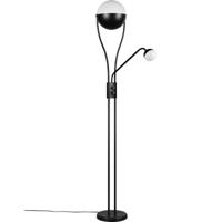 LED Vloerlamp - Trion Topher - 18W + 3.8W - Warm Wit 3000K - 2-lichts - Dimbaar - Rond - Mat Zwart - Metaal