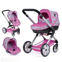 Basic Icoo 4in1 manhatten poppenwandelwagen roze/zwart Basic Icoo 4in1 manhatten poppenwandelwagen roze/zwart