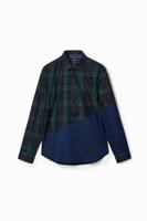 Shirt met geruite patch - BLUE - L