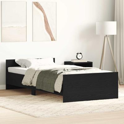 Bedframe zonder matras 75x190 cm spaanplaat zwart eikenkleurig
