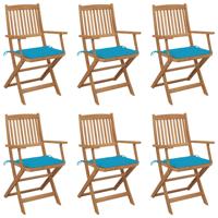 Tuinstoelen 6 st inklapbaar met kussens massief acaciahout