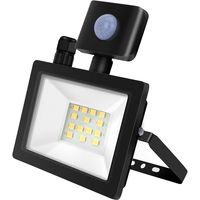 LED Bouwlamp 10 Watt met Sensor - LED Schijnwerper - Aigi Stado - Natuurlijk Wit 4000K - Waterdicht IP65 - Mat Zwart - Aluminium