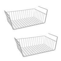 Opberg/opruim hangmandje - 2x - 25 x 40 x 14 cm - Kastmandje - wit - kledingkast Opberg/opruim hangmandje - 2x - 25 x 40 x 14 cm - Kastmandje - wit - kledingkast