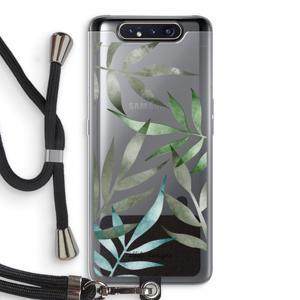 Tropical watercolor leaves: Samsung Galaxy A80 Transparant Hoesje met koord