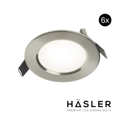 Inbouwspot Häsler Comarruga Incl. Fase Aansnijding Dimbaar 9.2 cm 4 Watt Helder Wit RVS Set 6x