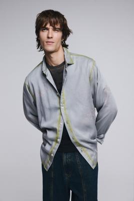 Overhemd met versleten lettering-effect - WHITE - XL Overhemd met versleten lettering-effect - WHITE - XL