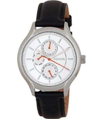 Horlogeband Fossil BQ1588 Leder Zwart 18mm