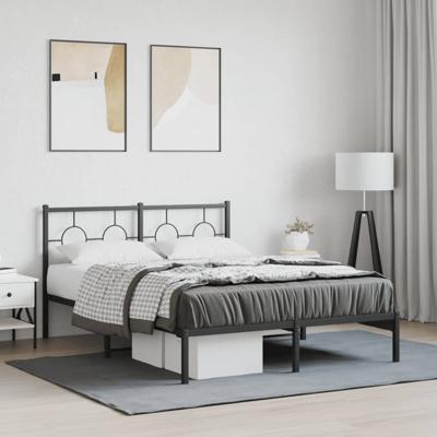 Bedframe met hoofdbord metaal zwart 140x200 cm