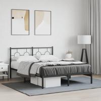 Bedframe met hoofdbord metaal zwart 140x200 cm