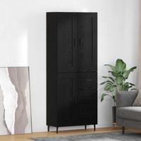 Hoge kast met lade 2 pcs Zwart Eiken Bewerkt hout