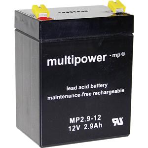 multipower MP2,9-12 Loodaccu 12 V 2.9 Ah Loodvlies (AGM) (b x h x d) 79 x 107 x 56 mm Kabelschoen 4.8 mm Onderhoudsvrij, Geringe zelfontlading