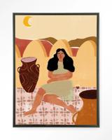 Urban Cotton Wandkleed 'Paradise Found' 145 x 190cm in Floating Frame - black