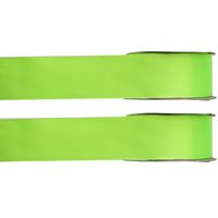 2x Hobby/decoratie lime groen satijnen sierlinten 1,5 cm/15 mm x 25 meter - thumbnail