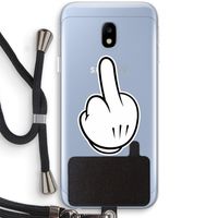 Middle finger black: Samsung Galaxy J3 (2017) Transparant Hoesje met koord